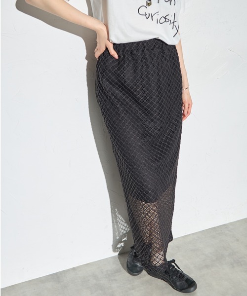 leimn（レイムン）の「メッシュスカート（スカート・レディース・ホワイト/ブラック・FREE）」の4枚目の写真