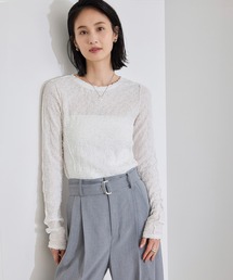 【WEB・一部店舗限定】ストレッチシアー＆レースカットソー/洗える