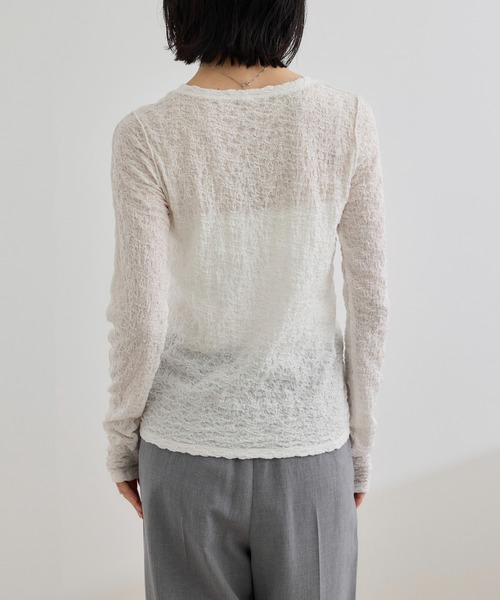 ROPE'（ロペ）の「【WEB・一部店舗限定】ストレッチシアー＆レースカットソー/洗える（Tシャツ/カットソー・レディース・ブラック系その他/ブラック/ホワイト系その他/ホワイト・FREE）」の21枚目の写真