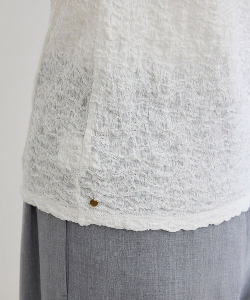 ROPE'（ロペ）の「【WEB・一部店舗限定】ストレッチシアー＆レースカットソー/洗える（Tシャツ/カットソー・レディース・ブラック系その他/ブラック/ホワイト系その他/ホワイト・FREE）」の18枚目の写真