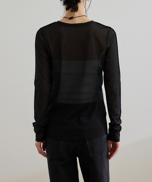 ROPE'（ロペ）の「【WEB・一部店舗限定】ストレッチシアー＆レースカットソー/洗える（Tシャツ/カットソー・レディース・ブラック系その他/ブラック/ホワイト系その他/ホワイト・FREE）」の8枚目の写真