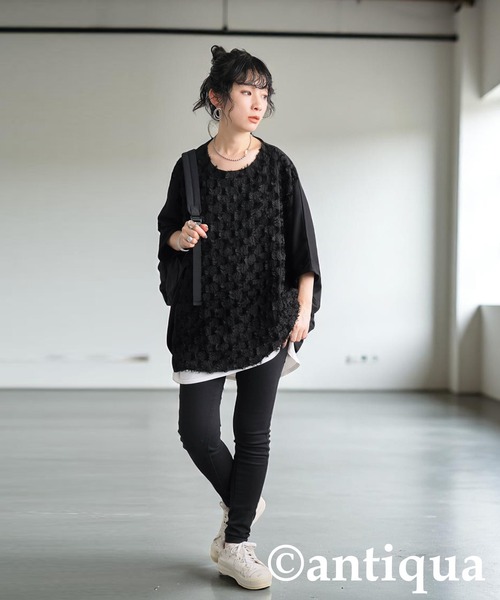 antiqua(アンティカ)の「フリンジドルマントップス(Tシャツ/カットソー・レディース・ブラック・ONESIZE)」の3枚目の写真