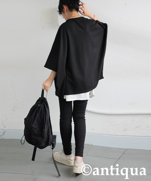 antiqua(アンティカ)の「フリンジドルマントップス(Tシャツ/カットソー・レディース・ブラック・ONESIZE)」の4枚目の写真