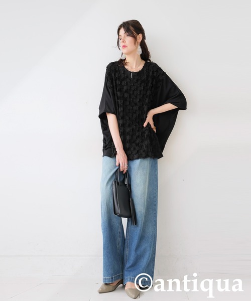 antiqua(アンティカ)の「フリンジドルマントップス(Tシャツ/カットソー・レディース・ブラック・ONESIZE)」の6枚目の写真