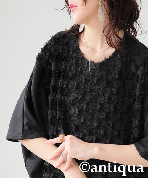 antiqua(アンティカ)の「フリンジドルマントップス(Tシャツ/カットソー・レディース・ブラック・ONESIZE)」の7枚目の写真