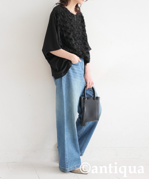 antiqua(アンティカ)の「フリンジドルマントップス(Tシャツ/カットソー・レディース・ブラック・ONESIZE)」の8枚目の写真