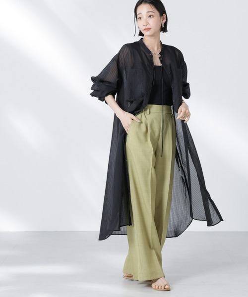 NANO universe（ナノユニバース）の「シアーストライプシャツワンピース（シャツワンピース・レディース・ブラック/ピンク/アイボリー・FREE）」の19枚目の写真