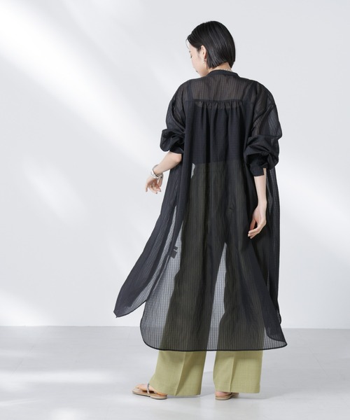 NANO universe（ナノユニバース）の「シアーストライプシャツワンピース（シャツワンピース・レディース・ブラック/ピンク/アイボリー・FREE）」の20枚目の写真