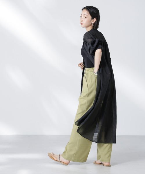 NANO universe（ナノユニバース）の「シアーストライプシャツワンピース（シャツワンピース・レディース・ブラック/ピンク/アイボリー・FREE）」の21枚目の写真