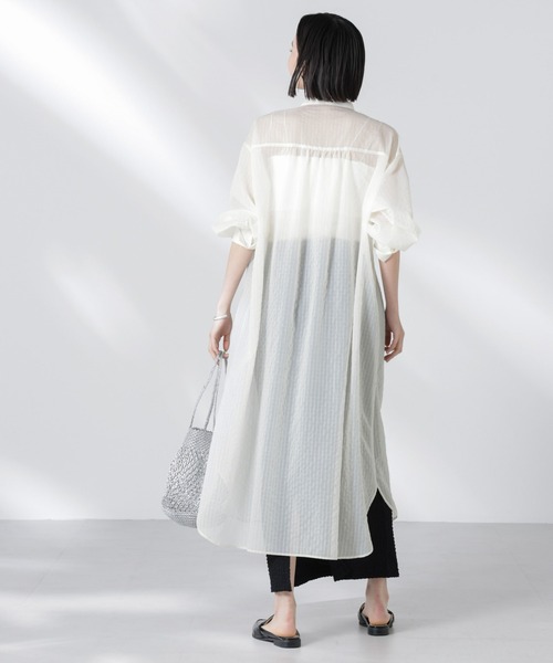 NANO universe（ナノユニバース）の「シアーストライプシャツワンピース（シャツワンピース・レディース・ブラック/ピンク/アイボリー・FREE）」の15枚目の写真