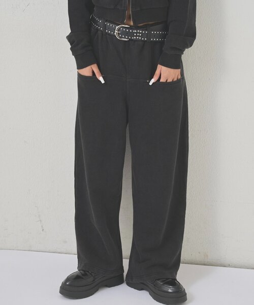低身長・高身長対応】スラッシュポケットスウェットイージーパンツ