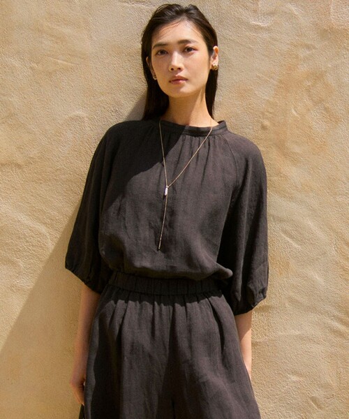 23区 ×LIBECO 　ペプラムブラウス　リネン　大きいサイズ44【洗える】 楽天市場】リネン ブラウス（ブランド23区）の通販