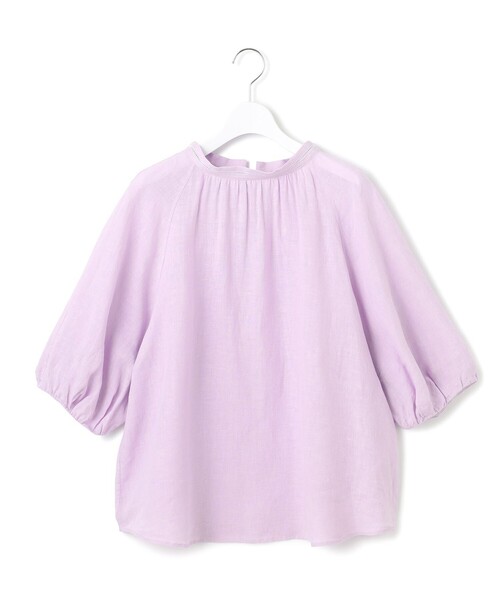 23区 L(ニジュウサンクオオキイサイズ)の「【洗える】LIBECOリネン ボリュームスリーブ ブラウス(シャツ/ブラウス・レディース・ホワイト系/ダークブラウン系/ダークグリーン系/ふじ色系/スカイブルー系/オールドローズ系・48/46/44)」の22枚目の写真