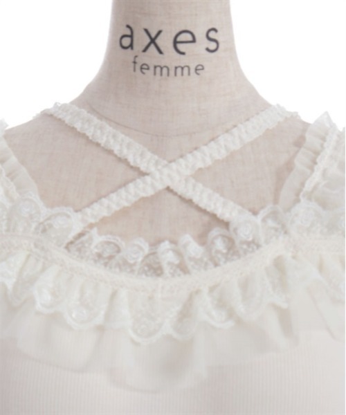 axes femme（アクシーズファム）の「カップ付きストラップタンク（タンクトップ・レディース・ブラック/キナリ・LARGE/MEDIUM）」の7枚目の写真