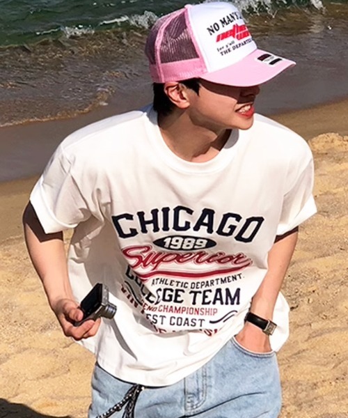 NOWLE(ノウル)の「【NOWLE】ヴィンテージ風 1989 シカゴ プリント 半袖 Tシャツ(Tシャツ/カットソー・メンズ・ホワイト/ブラック・LARGE/MEDIUM/X-LARGE/SMALL)」の1枚目の写真