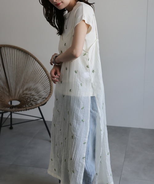 ap retro(アプレトロ)の「小花柄刺繍シアーキャミワンピース(ワンピース・レディース・ブラック/アイボリー・FREE)」の11枚目の写真