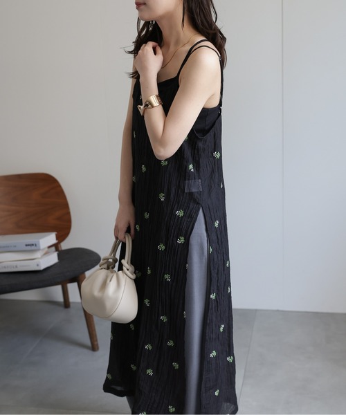 ワンピース AGORAIO セール】小花柄刺繍シアーキャミワンピース（ワンピース）｜ap