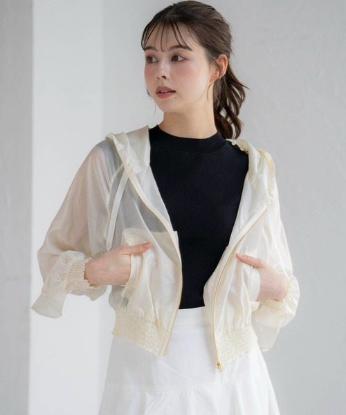 NOELA（ノエラ）の「シアーフリルブルゾン（ブルゾン・レディース・オフホワイト/ブルー・フリー）」の2枚目の写真