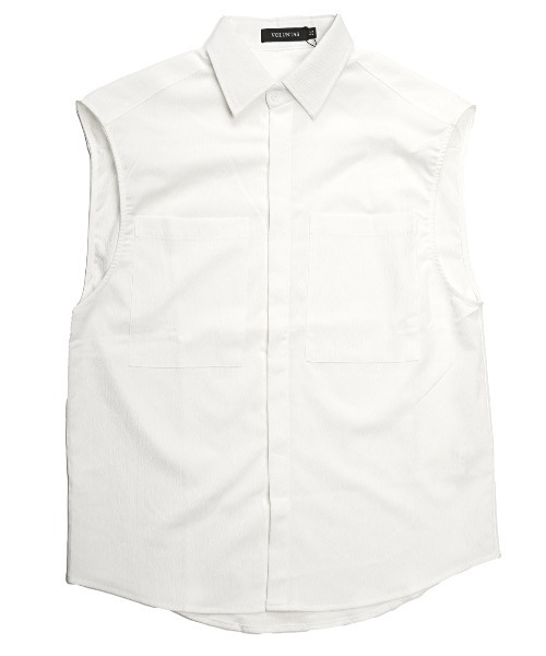 LUXSTYLE(ラグスタイル)の「楊柳ノースリーブシャツ(シャツ/ブラウス・メンズ・ホワイト/ブラック・L/M)」の7枚目の写真