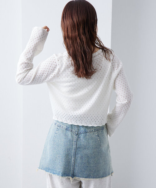 mystic（ミスティック）の「透かしショートボレロ（カーディガン/ボレロ・レディース・ブラック/グレー/オフホワイト・FREE）」の7枚目の写真