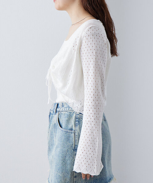 mystic（ミスティック）の「透かしショートボレロ（カーディガン/ボレロ・レディース・ブラック/グレー/オフホワイト・FREE）」の10枚目の写真