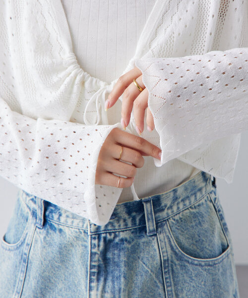 mystic（ミスティック）の「透かしショートボレロ（カーディガン/ボレロ・レディース・ブラック/グレー/オフホワイト・FREE）」の14枚目の写真