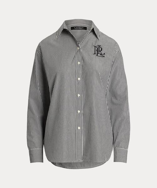 LAUREN RALPH LAUREN（ローレン ラルフ ローレン）の「リラックス フィット ストライプド ブロードクロス シャツ（シャツ/ブラウス・レディース・ブラック系1・L/M/S/XS/XXS）」の2枚目の写真