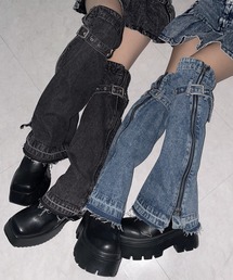 me+em select(~[ZNg)́y Qcolor zxebhTChWbvfjbOJo[ ^ Belted side zip denim leg cover(bOEH[}[)