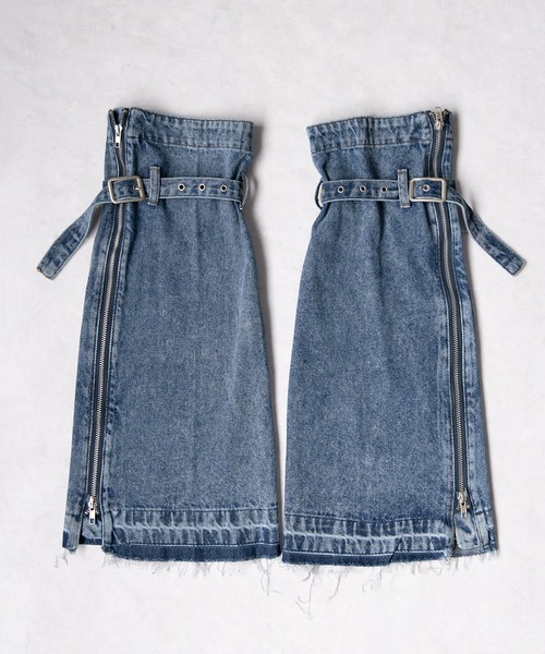 me+em select（ミームセレクト）の「【 ２color 】ベルテッドサイドジップデニムレッグカバー ／ Belted side zip denim leg cover（レッグウォーマー・レディース・ブラック/ブルー・FREE）」の17枚目の写真