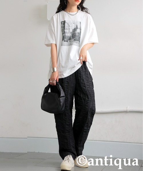 antiqua(アンティカ)の「ギャザーテーパードパンツ(その他パンツ・レディース・ブラック・ONESIZE)」の4枚目の写真