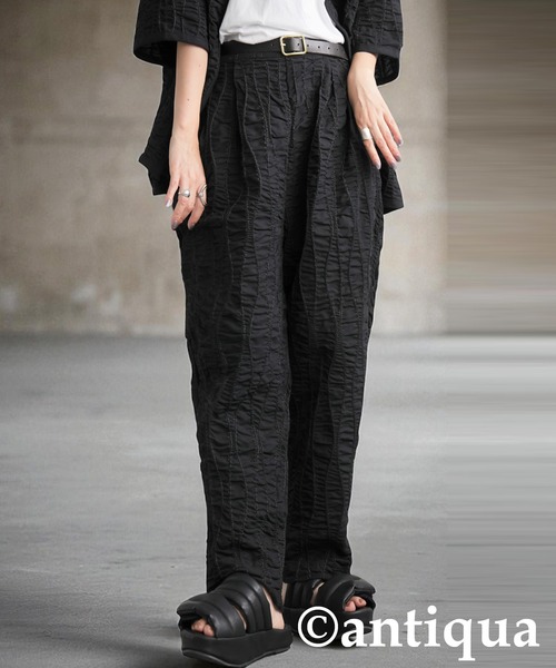 antiqua(アンティカ)の「ギャザーテーパードパンツ(その他パンツ・レディース・ブラック・ONESIZE)」の6枚目の写真