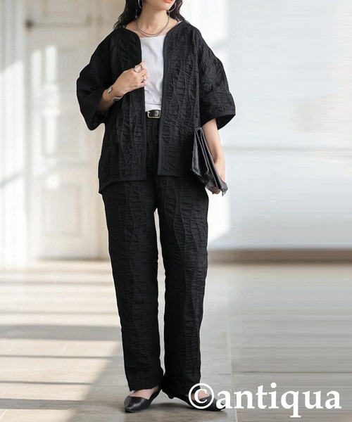 antiqua(アンティカ)の「ギャザーテーパードパンツ(その他パンツ・レディース・ブラック・ONESIZE)」の7枚目の写真