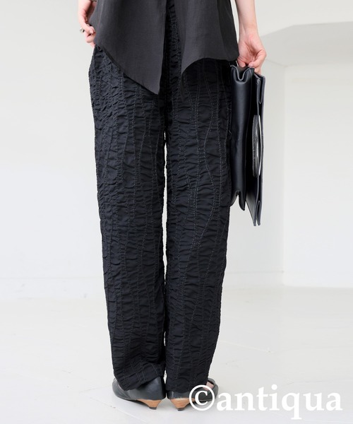 antiqua(アンティカ)の「ギャザーテーパードパンツ(その他パンツ・レディース・ブラック・ONESIZE)」の8枚目の写真