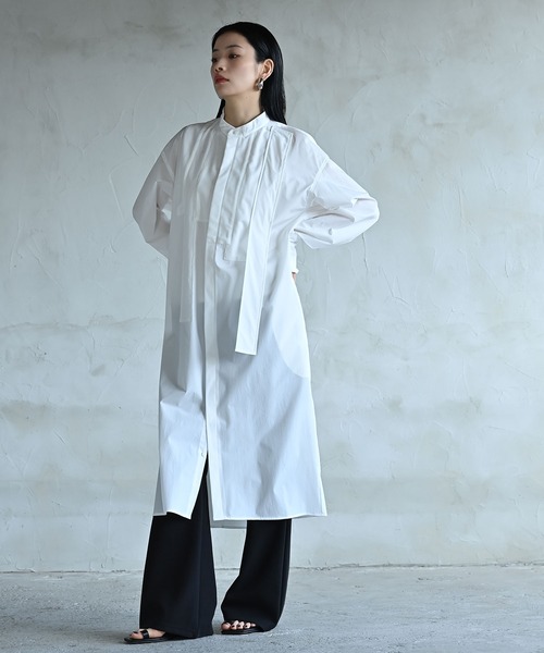 funda mine（ファンダマイン）の「モノクロームミックスロングシャツ（シャツ/ブラウス・レディース・ホワイト/ブラック・02/01）」の8枚目の写真