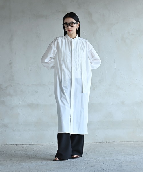 funda mine（ファンダマイン）の「モノクロームミックスロングシャツ（シャツ/ブラウス・レディース・ホワイト/ブラック・02/01）」の5枚目の写真