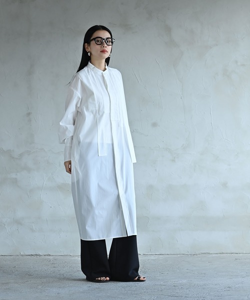 funda mine（ファンダマイン）の「モノクロームミックスロングシャツ（シャツ/ブラウス・レディース・ホワイト/ブラック・02/01）」の7枚目の写真