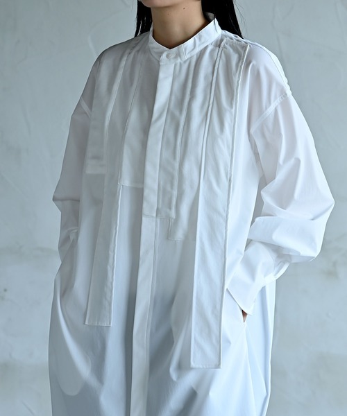 funda mine（ファンダマイン）の「モノクロームミックスロングシャツ（シャツ/ブラウス・レディース・ホワイト/ブラック・02/01）」の6枚目の写真