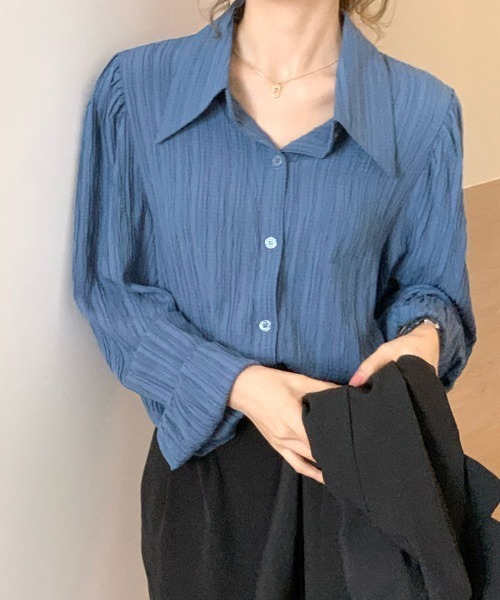 shoppinggo（ショッピングゴー）の「白ブラウス シャツ レディース トップス 襟付き シャツブラウス（シャツ/ブラウス・レディース・ホワイト/ベージュ/ブルー・M）」の3枚目の写真