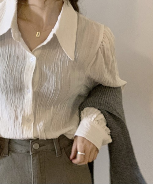 shoppinggo（ショッピングゴー）の「白ブラウス シャツ レディース トップス 襟付き シャツブラウス（シャツ/ブラウス・レディース・ホワイト/ベージュ/ブルー・M）」の10枚目の写真