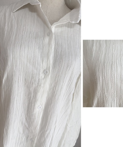 shoppinggo（ショッピングゴー）の「白ブラウス シャツ レディース トップス 襟付き シャツブラウス（シャツ/ブラウス・レディース・ホワイト/ベージュ/ブルー・M）」の16枚目の写真