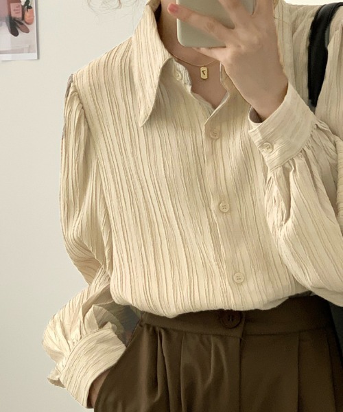 shoppinggo（ショッピングゴー）の「白ブラウス シャツ レディース トップス 襟付き シャツブラウス（シャツ/ブラウス・レディース・ホワイト/ベージュ/ブルー・M）」の17枚目の写真