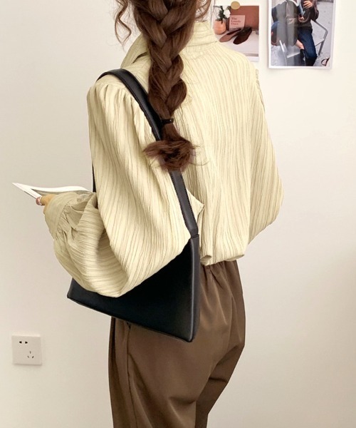 shoppinggo（ショッピングゴー）の「白ブラウス シャツ レディース トップス 襟付き シャツブラウス（シャツ/ブラウス・レディース・ホワイト/ベージュ/ブルー・M）」の18枚目の写真