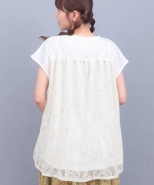 チチカカ(チチカカ)の「バックレースレイヤードプルオーバー(Tシャツ/カットソー・レディース・オレンジ/ホワイト/チャコールグレー・FREE)」の1枚目の写真