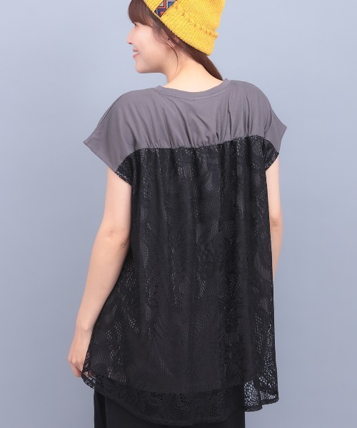 チチカカ(チチカカ)の「バックレースレイヤードプルオーバー(Tシャツ/カットソー・レディース・オレンジ/ホワイト/チャコールグレー・FREE)」の2枚目の写真