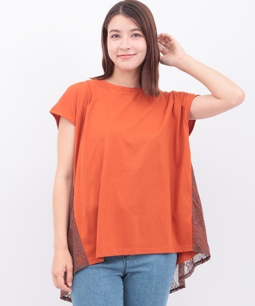 チチカカ(チチカカ)の「バックレースレイヤードプルオーバー(Tシャツ/カットソー・レディース・オレンジ/ホワイト/チャコールグレー・FREE)」の14枚目の写真