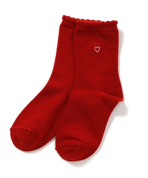 apres les cours（アプレレクール）の「ワンポイント刺繍クルーソックス（ソックス/靴下・キッズ・ブルー/アイボリー/ピンク/レッド・12/15 /18/21）」の4枚目の写真