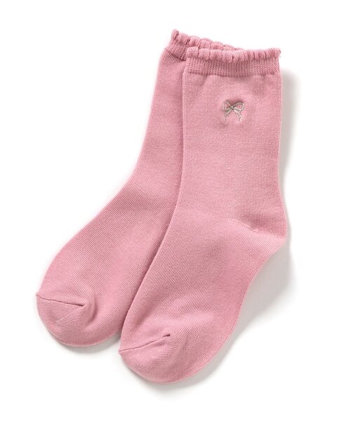 apres les cours（アプレレクール）の「ワンポイント刺繍クルーソックス（ソックス/靴下・キッズ・ブルー/アイボリー/ピンク/レッド・12/15 /18/21）」の3枚目の写真