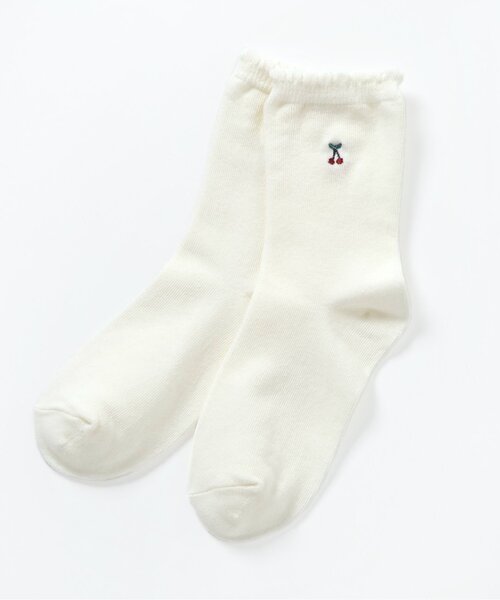 apres les cours（アプレレクール）の「ワンポイント刺繍クルーソックス（ソックス/靴下・キッズ・ブルー/アイボリー/ピンク/レッド・12/15 /18/21）」の2枚目の写真