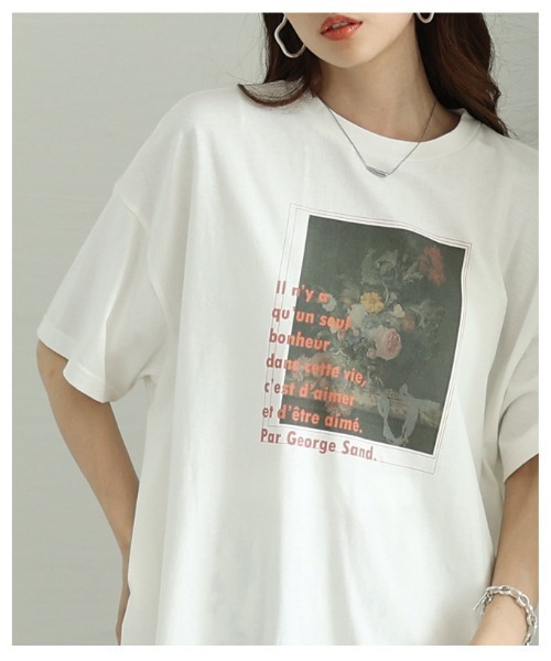 Sawa a la mode(サワアラモード)の「花柄パネルプリントビッグTシャツ(Tシャツ/カットソー・レディース・ブラック/ホワイト・FREE)」の10枚目の写真