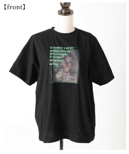 Sawa a la mode(サワアラモード)の「花柄パネルプリントビッグTシャツ(Tシャツ/カットソー・レディース・ブラック/ホワイト・FREE)」の22枚目の写真